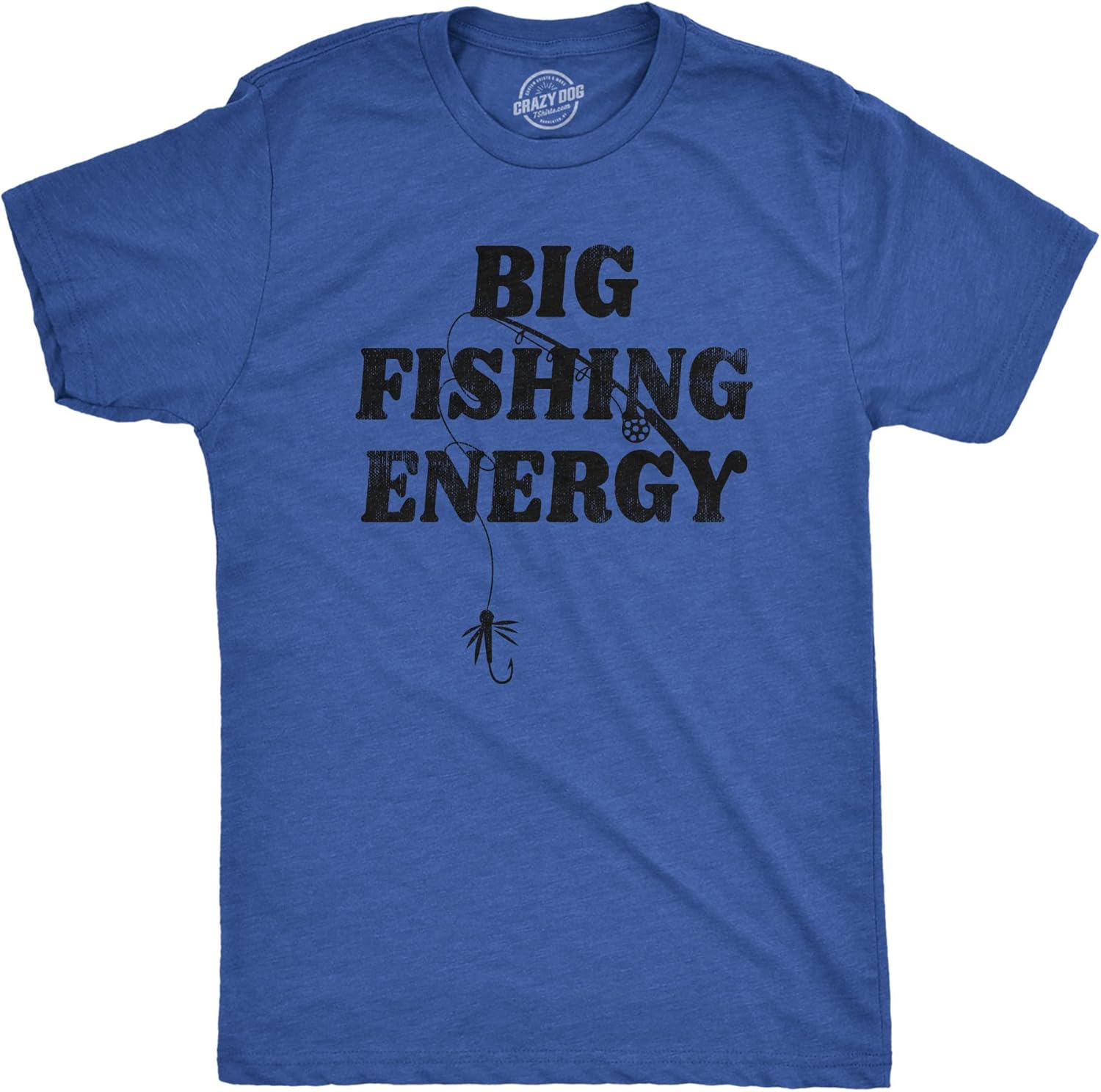Crazy Dog Mens T Shirt Funny Fishing Joke Tees Novelty Fisherman Shirts