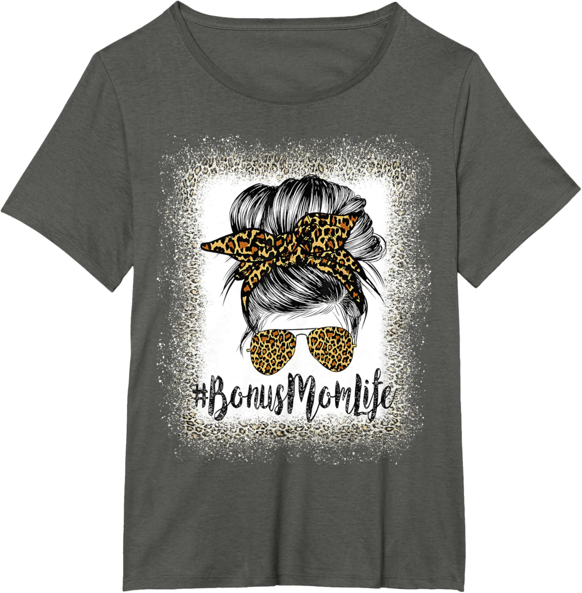 Bonus Mom Life Hair Bandana Glasses Leopard Mother's Day T