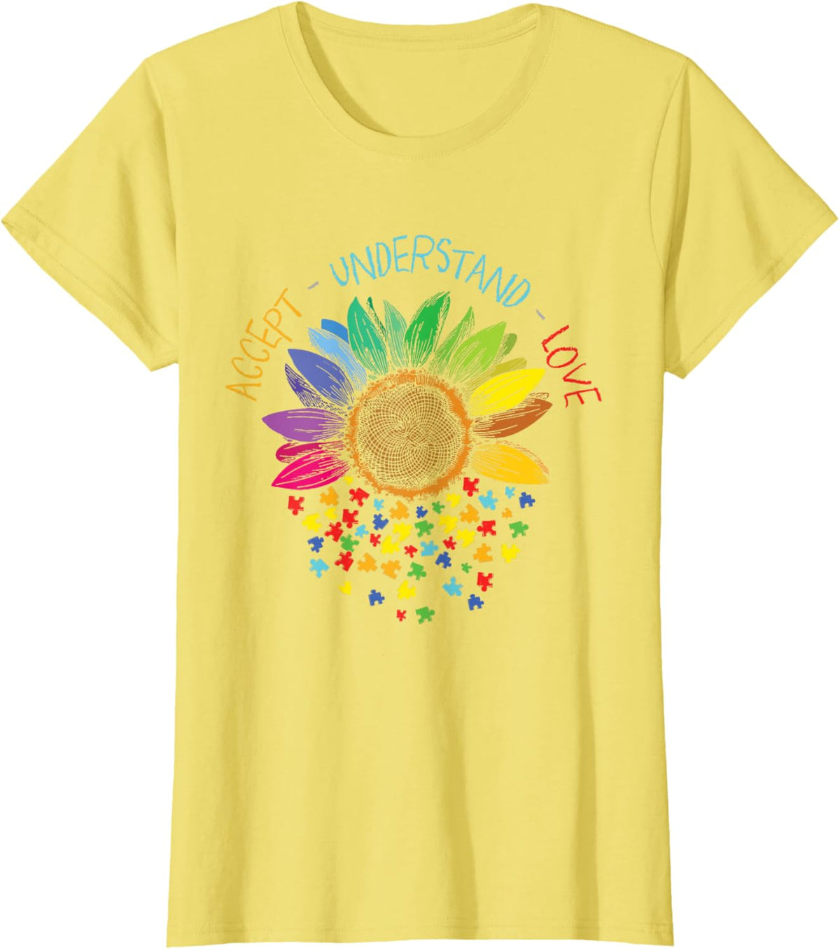 Autism Awareness Accept Understand Love ASD Rainbow Flower