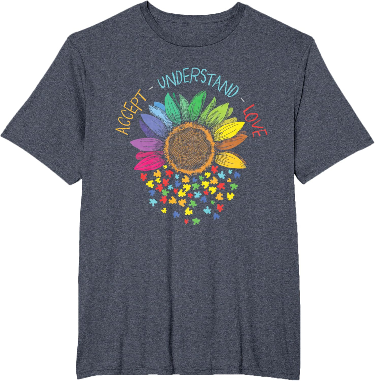 Autism Awareness Accept Understand Love ASD Rainbow Flower